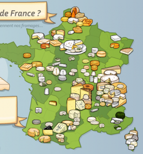 Saisie d'écran du jeux "france fromage" sur le site de "jeux-geographiques"